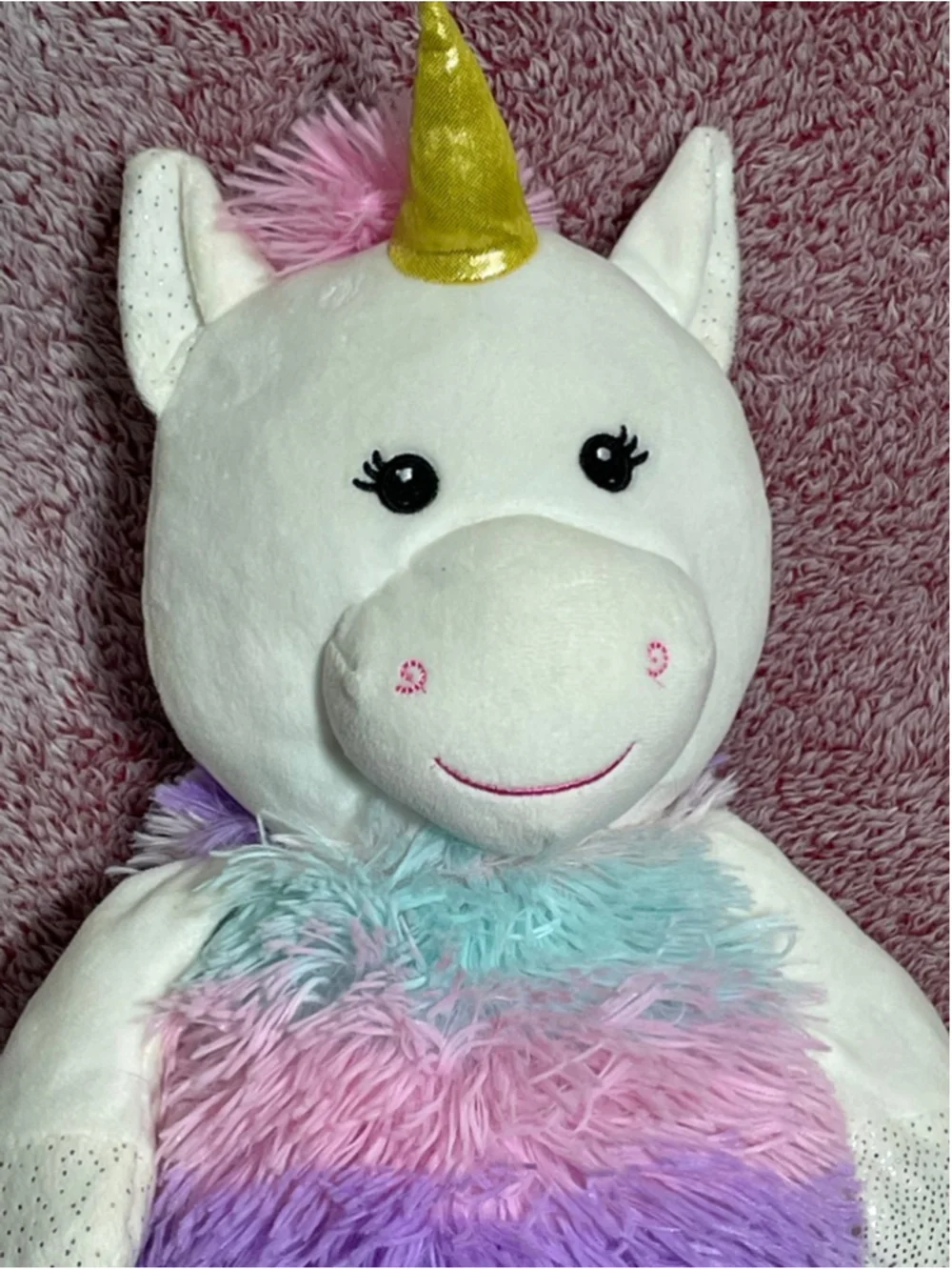 Hug Fun Unicorn Stuffed Animal White Multicolor soft plush
